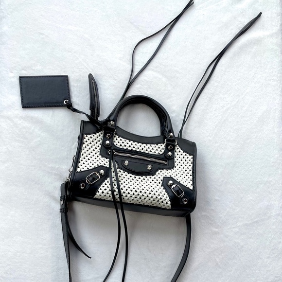 Balenciaga Weaving Classic Mini City in Black and White - Picture 1 of 14